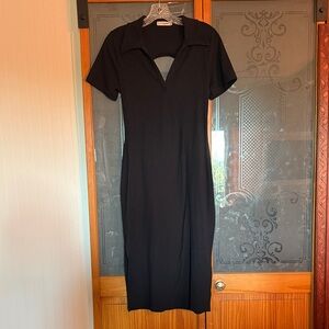 Elegant Black Knit Midi Dress